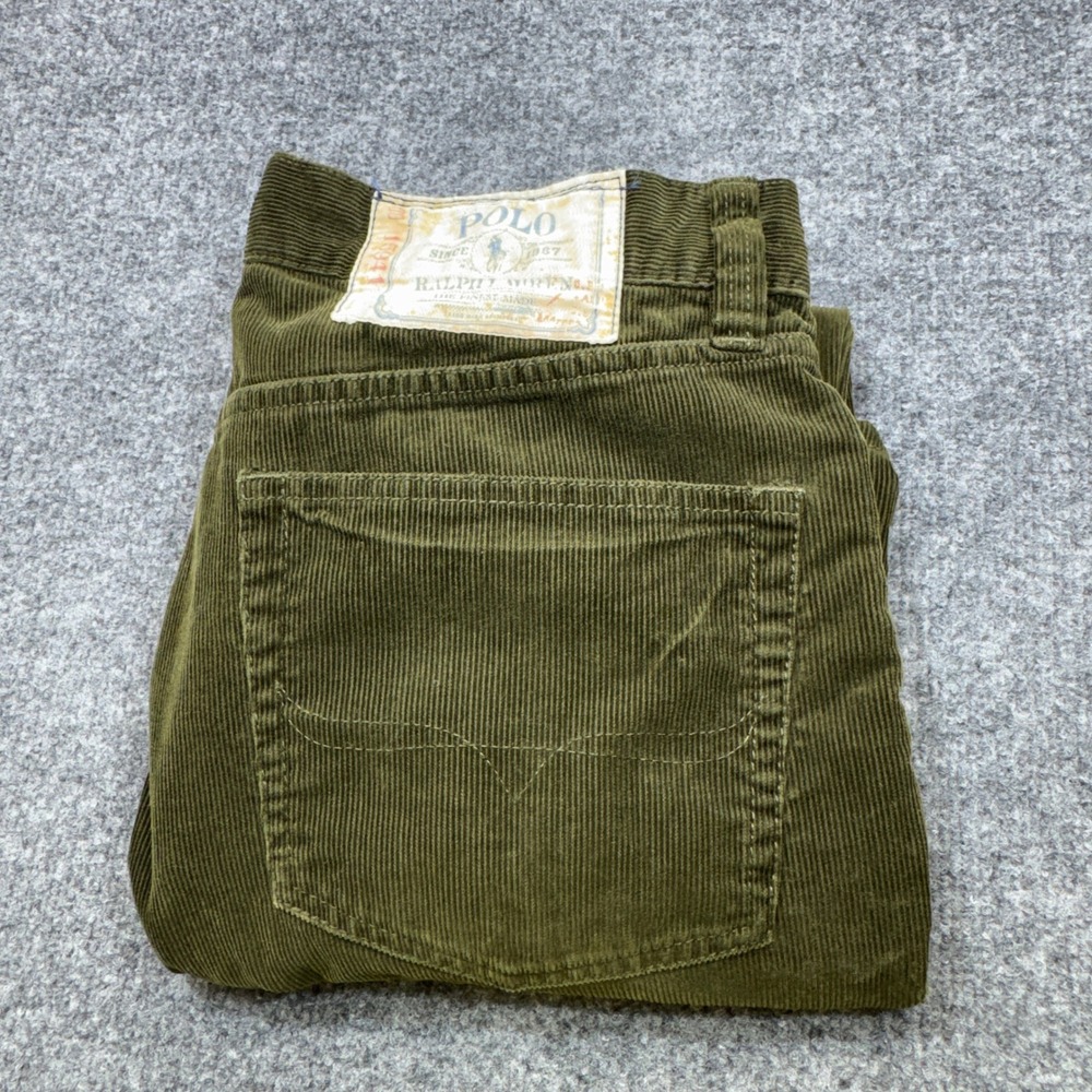 Polo Ralph Lauren Corduroy Mens 34x32 Olive Green Bootcut Pants Academia Boho